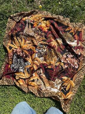 Vintage Avon Jungle Print Safari Animal Square Scarf 34"